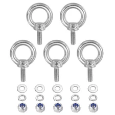 5Pcs M4 x 10mm 304 Stainless Steel Lifting Shoulder Eye Bolt with Nuts Washers