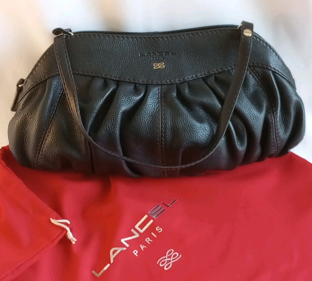 Lancel Paris 1876 Black Leather Shoulder or Clutch Purse with