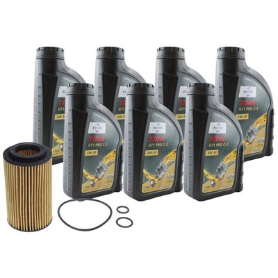 7L Fuchs TITAN GT1 PRO C-3 5W30 Mahle Engine Oil Change Kit for X204 GLK250 M651