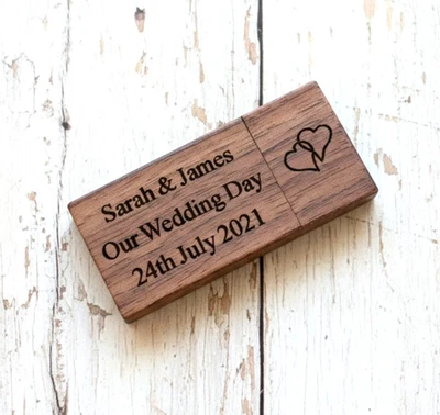 HANDMADE Personalised Laser Engraved Wooden 16GB Memory USB Flash Drive Stick Gift
