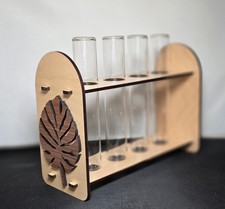 Wood Plant Propagation Station w/ 4 Glass Tubes Plant Cutting Holder Botanical