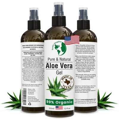 Earth's Daughter Organic Aloe Vera Gel from 100% Pure and Natural Cold Presse...