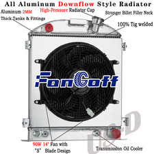 4 Row Aluminum Radiatorshroud Fan For 30-31 Ford Model A Chevy V8 Engine