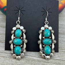 Kingman turquoise dangle earrings sterling silver turquoise Emerson Delgarito 4