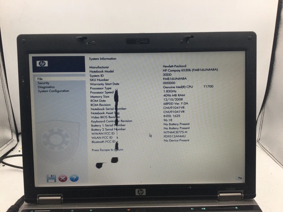 HP Compaq 6530b 14" Laptop - Boots to BIOS - INTEL CELERON - 4GB RAM - READ - BB - Image 2 of 4