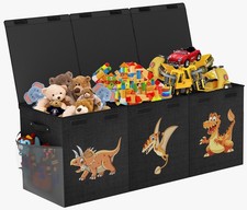 Extra Large Toy Box Chest, Collapsible Sturdy Storage Large, Black  3