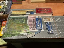 Drafting Tools Lot, Staedtler, Tacro, Alvin,  Compass Stencil Pencil Ruler, Etc.