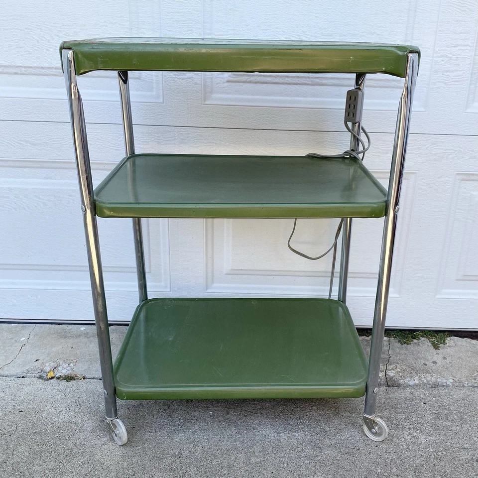 Carro de cocina vintage MCM metal 3 niveles Cosco metal rodante con salida 22 x 16 x 29 Foto 4 de 4