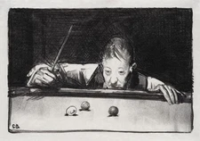13507.Decor Poster.Vintage Wall interior design art.Billiard pool player drawing