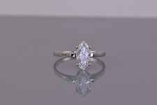 Sterling Silver 12mm Marquise Cubic Zirconia Solitaire Band Ring 925 Sz: 10