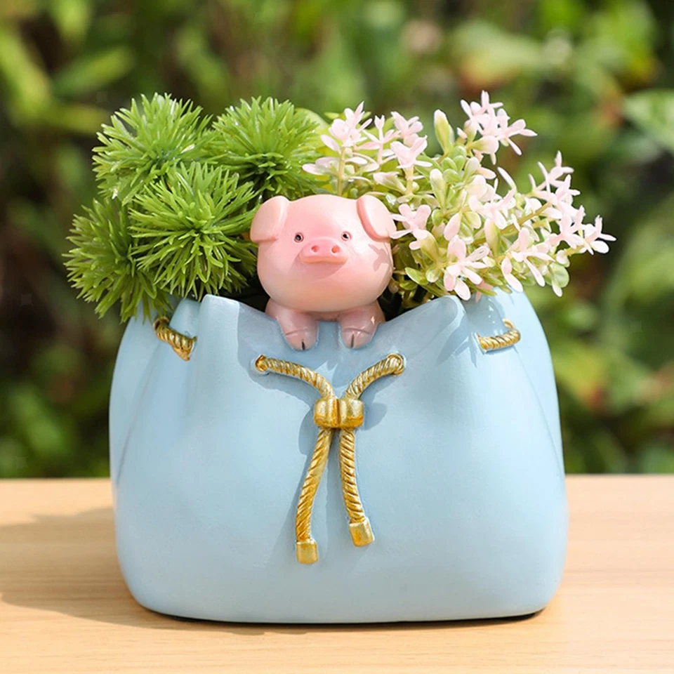 Handbag Flower Vase Sculpture Bonsai Craft Decor Collection Resin Flower Pot - Image 3 of 4