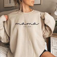 Personalized Mama Est. 2026 , Customized sweatshirts for expecting mothers 2025