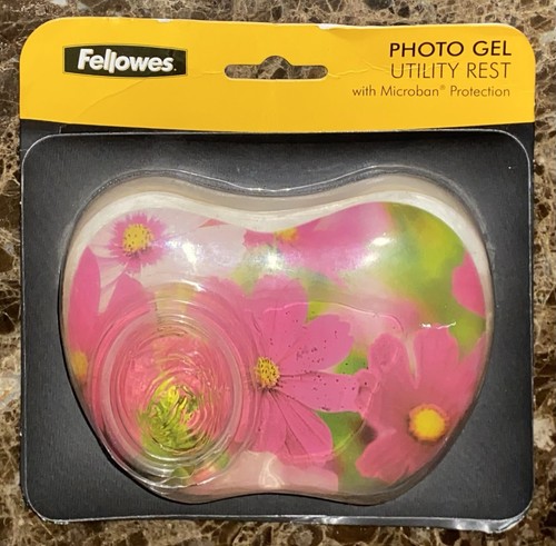 Fellowes Photo Gel Utility Wrist Rest Pad Pink Flowers Microban Protection NEW - Picture 2 of 3
