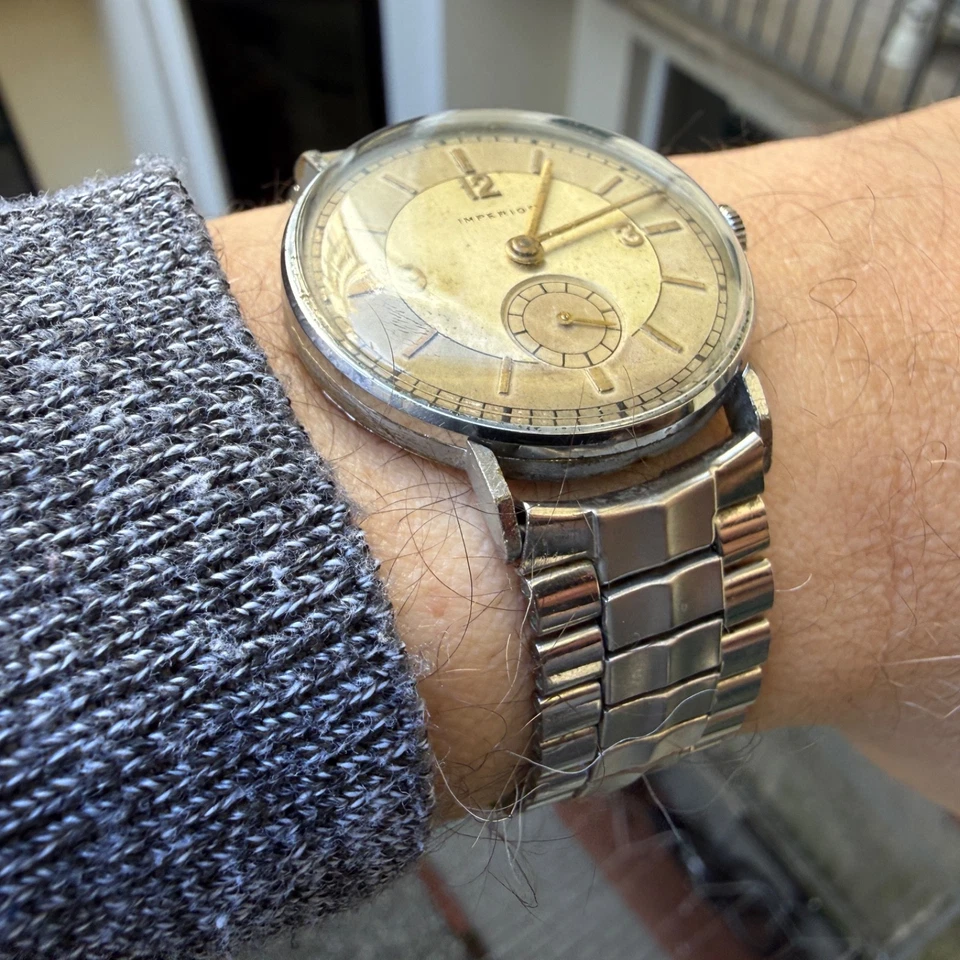 Orologio Uomo Imperios Vintage 1940 Cal AS 970 manuale quadrante bitonale - Immagine 3 di 4