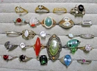 Vintage Costume Ring Jewelry Lot Faux Ruby Emerald CZ Art Glass Siam Dancers 25p