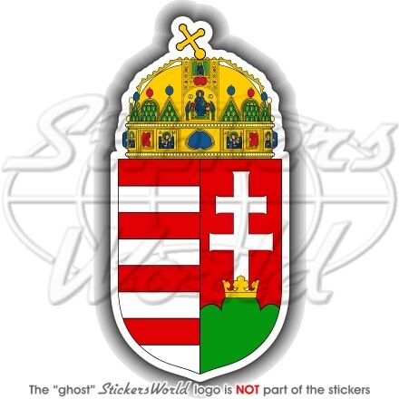 HUNGARY, Hungarian Coat of Arms, Magyar Bumper Sticker - Afbeelding 1 van 1