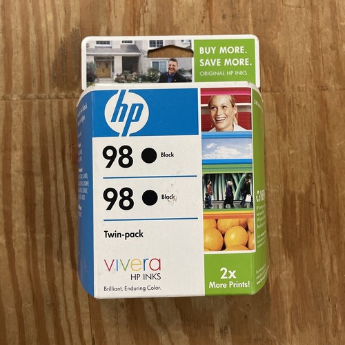 Cartucho de tinta para impresora HP 98 negro al por menor paquete doble combo nuevo caducado 2011 - Imagen 1 de 8