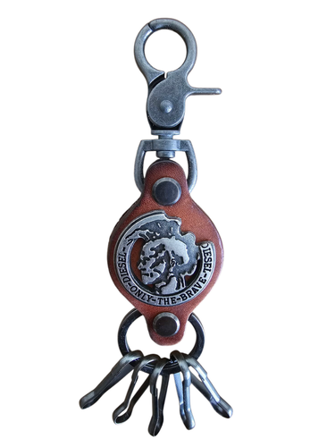 DIESEL Only The Brave Leather Metal Keyring Keyfob Keychain Unisex