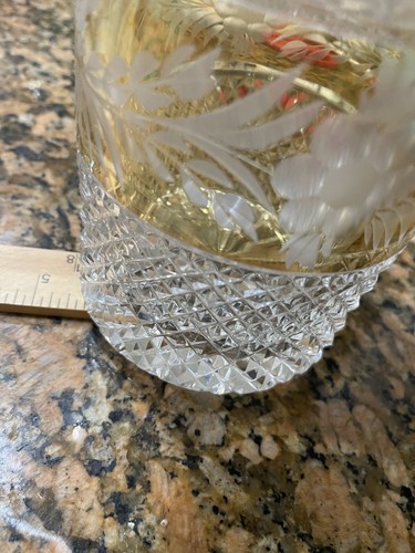 Vintage West Germany Crystal Decanter w Lid Rare Square Diamond Etched Cut 11.5” - Picture 7 of 11