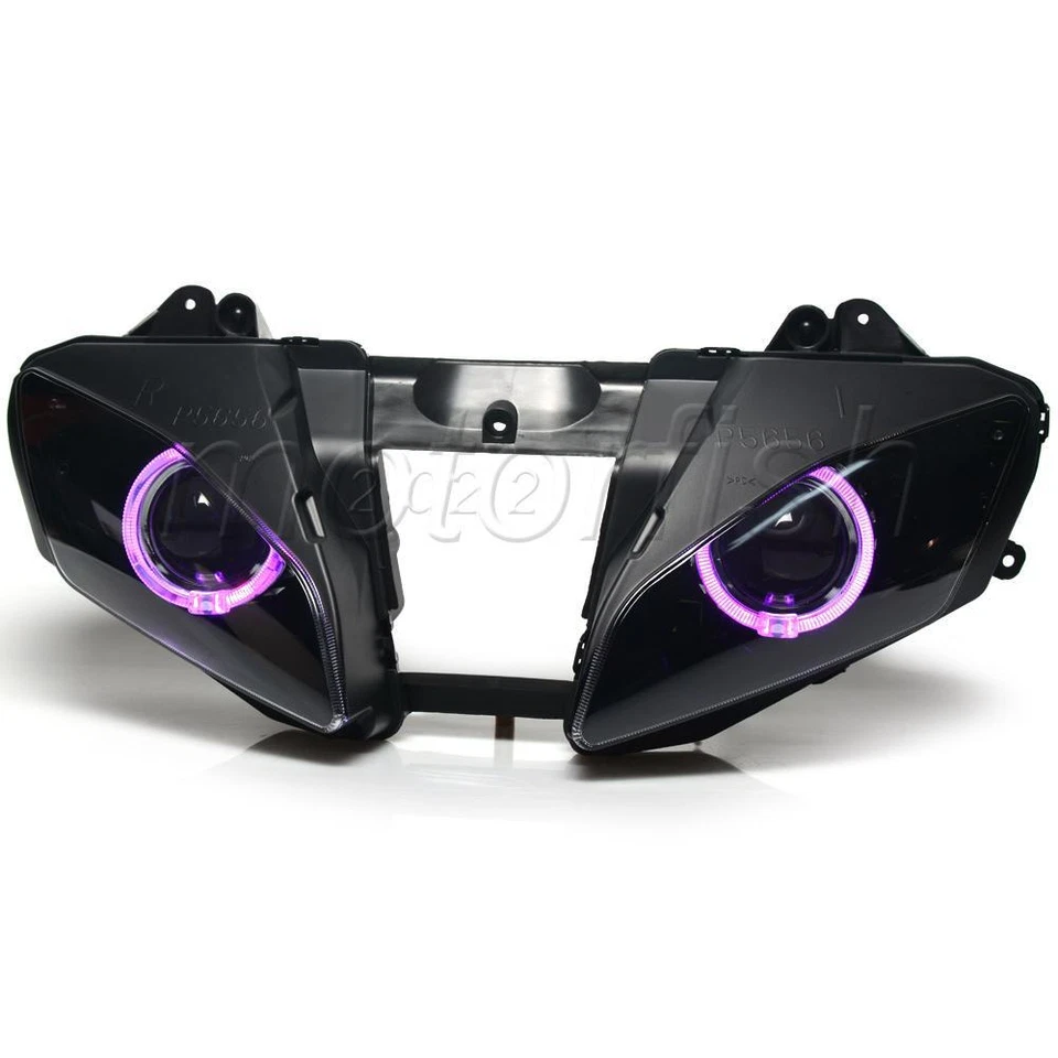 Anillos de halo púrpura para faros proyectores montados para Yamaha YZF-R6 2008-2016 Foto 2 de 4