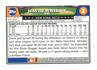 2008 Topps National Baseball Card Day David Wright New York Mets