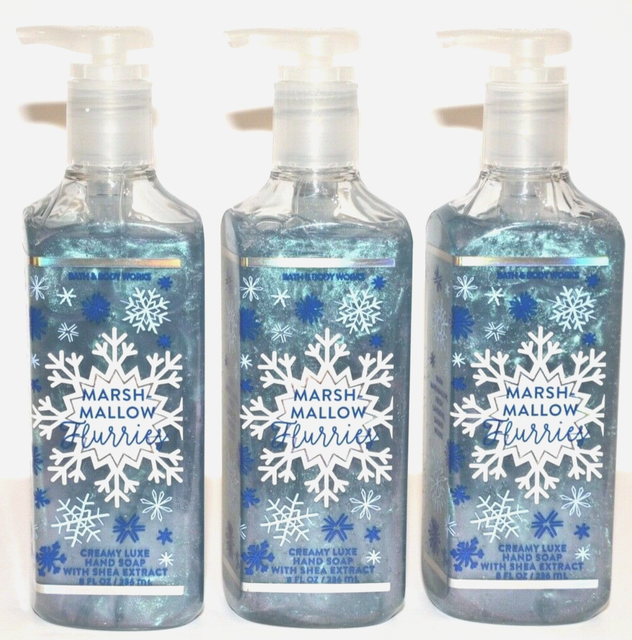 3 BATH & BODY WORKS MARSHMALLOW FLURRIES CREAMY LUXE NOURISHING HAND