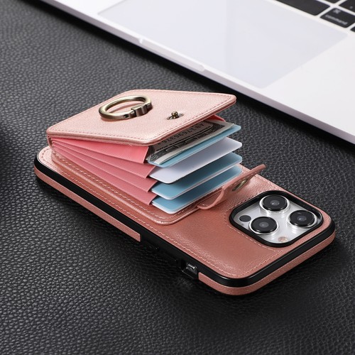 Funda tipo billetera con soporte de anillo bandolera para iPhone 16 Pro Max 15 14 - Imagen 47 de 48