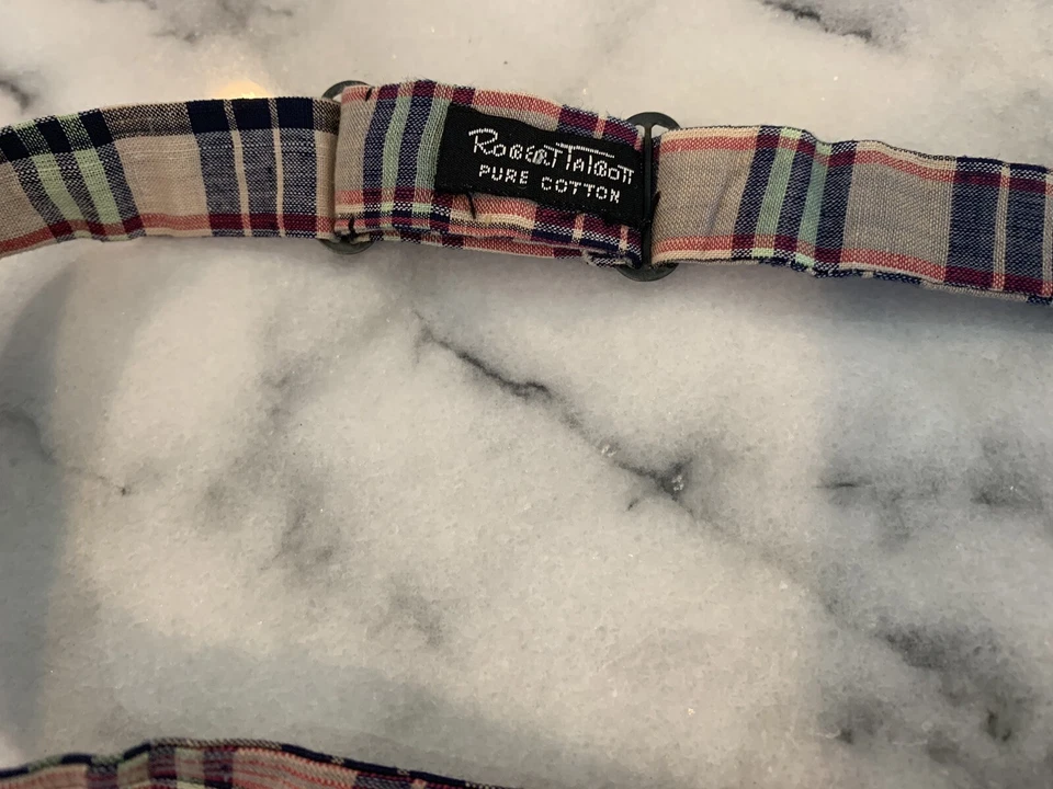 Pajarita ajustable Robert Talbott 100 % algodón tejida a cuadros Foto 3 de 3