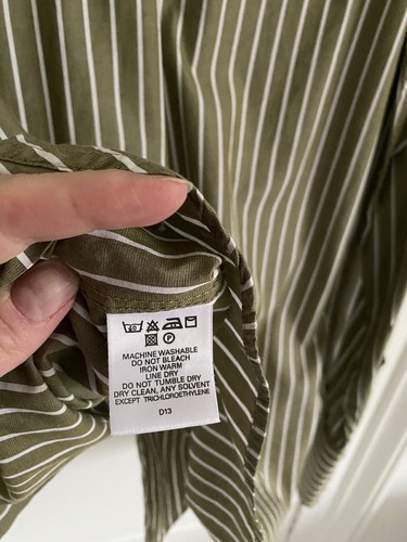 Burberry Mens Olive green and white Stripe Long Sleeve Shirt 15 French cuffs - Picture 7 of 8