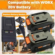 2PACK For Worx WA3578 Battery / Charger 20V 4.0Ah WA3520 WA3525 WA3575 Li-Ion