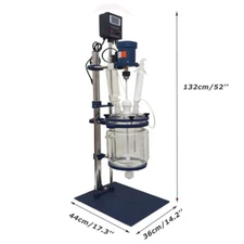 5L Jacketed Glass Reactor Chemical Lab Double Wall Vacuum Reaction Vessel 110V