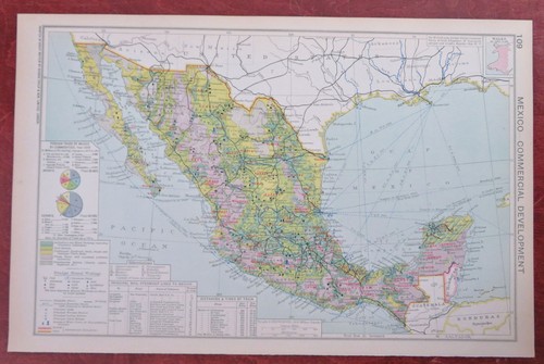 Mexico Trade Mining Railroads c. 1925-8 thematic economic commerce color map - Picture 4 of 4
