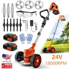 Cordless Electric Weed Lawn Eater Edger Yard Grass String Trimmer Cutter Mower