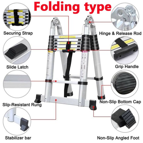 Telescopic Ladder MultiPurpose Extendable Folding Aluminium 2M6M