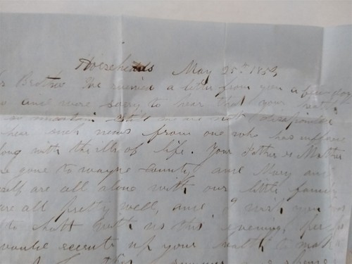 New York: Horseheads 1853 Stampless Cover, Blue CDS & Unusual Boxed PAID 3 - Picture 4 of 5