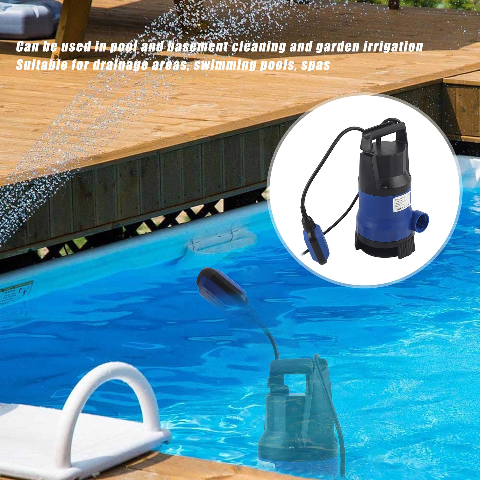 Bomba sumergible plástico equipo hidráulico portátil para piscina 750 W