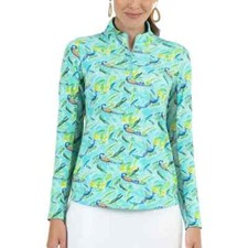 NWT Ladies IBKUL Rachel Jade Multi Long Sleeve Mock Golf Shirt XS S M L XL XXL
