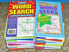 Lot of 12 Penny Press Dell Word Seek Search Puzzle Books