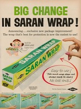 1957 Kitchen Saran Wrap Food Covering Vintage Print Ad Easy Dow Chemical Company