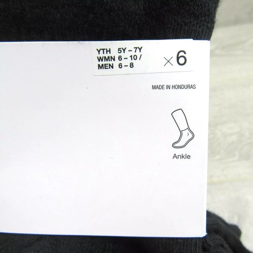 Nike Everyday Plus Ankle Socks Black 6 Pack Women' 6-10 Men' 6-8 Youth 5Y-7Y - 第 2/3 張圖片