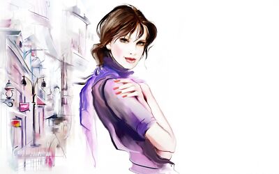 Anime women artwork brunette painted nails portrait Playmat Gaming Mat Desk