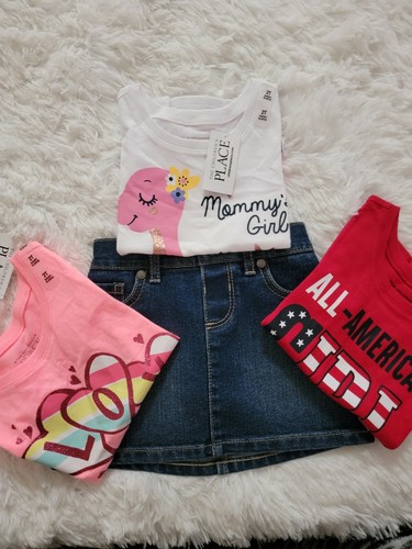 Lot of 4 The Children's Place Girls Size 2T Denim Skirt NWT w/ 3 Shirts - Picture 9 of 9
