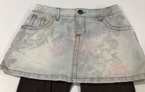 Y2K Mudd Girls Denim Mini Skirt And Brown Leggings Set Size 12 - Picture 6 of 12