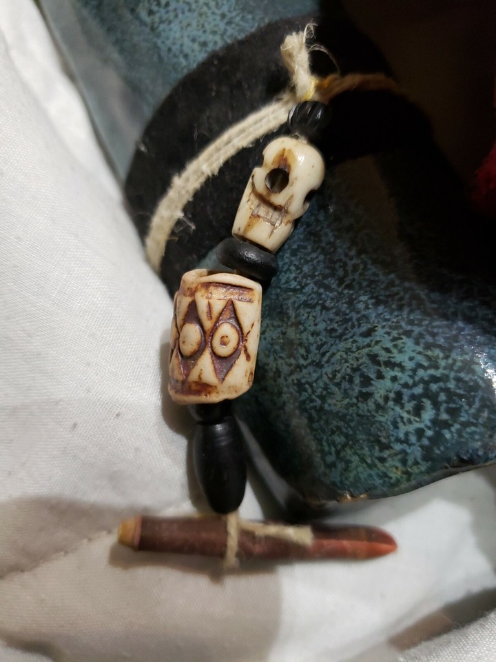 Blue Ceramic Rainstick Handmade Skeleton Beaded 14" Tall 2" Wide eBay