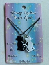 Black And White BESTIE CAT Necklace Set Always Together Never Apart
