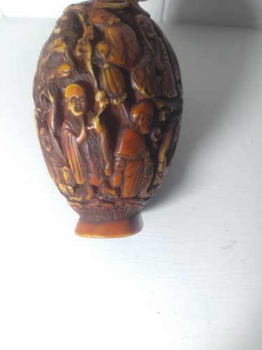 Vintage Asian Hand Carved Decorative Ornate Ornamental Snuff Bottle - Picture 9 of 14