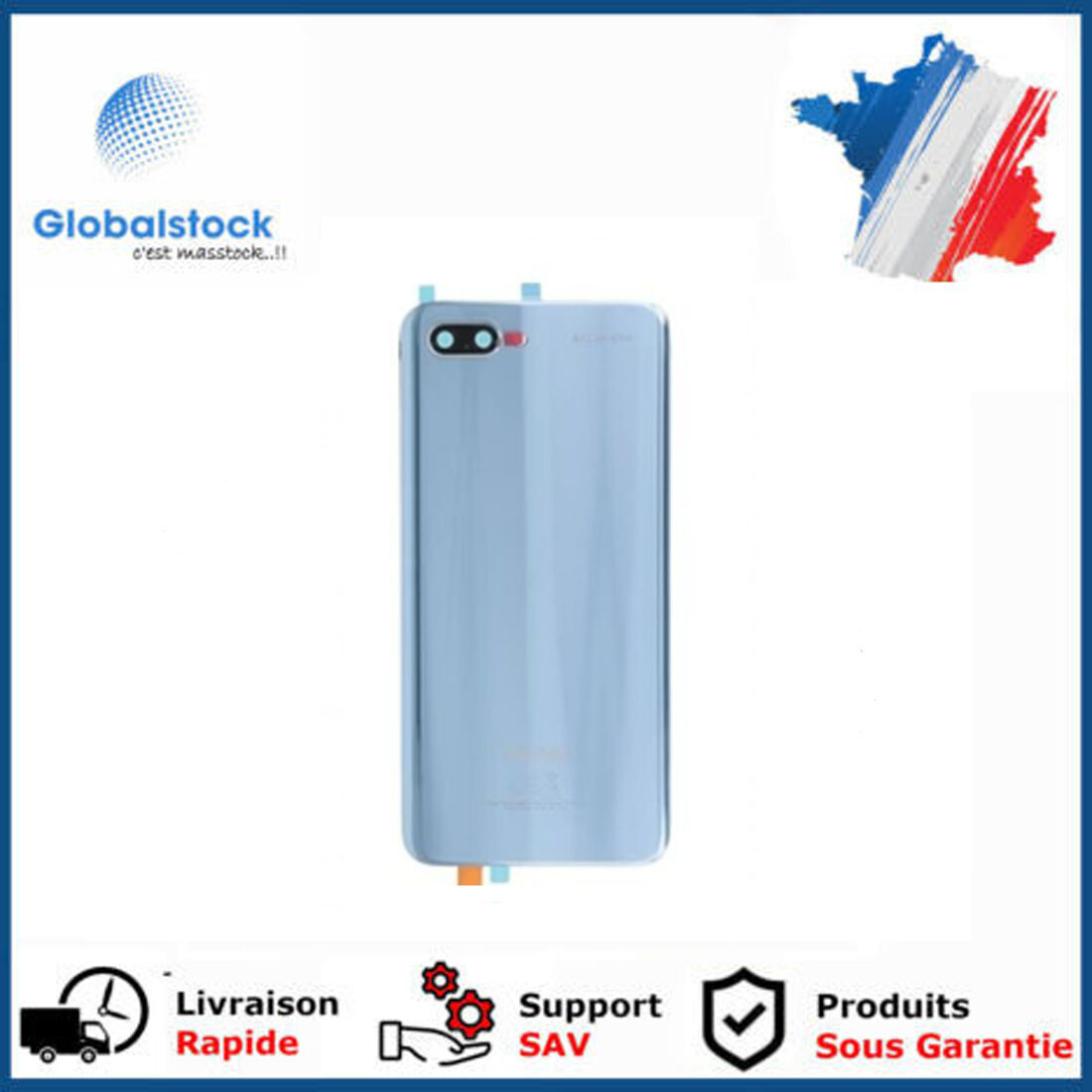 Vitre Arrière (cache Batterie) Avec Adhésif Pour Huawei Honor 10 - Noir Avec Logo, Neuf