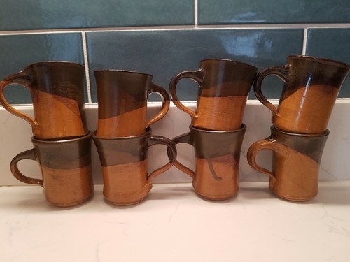 Set 8 tazzine da caffè espresso MCM firmate Newman gres studio ceramica marrone terroso - Foto 5 di 12