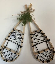 NWT Decorative Wood Snowshoe W/Black Webbing 14.5" L X 13" W X .5"