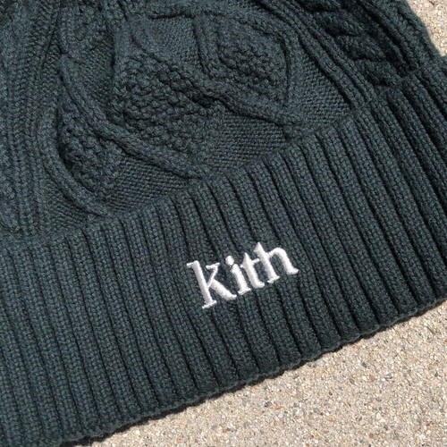 Kith Cable Knit Mia Beanie Green Color: Stadium One Size Fits All - Picture 3 of 6